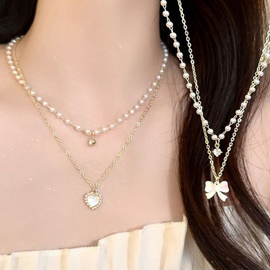 Necklace Faux Pearl Layered FashionChic