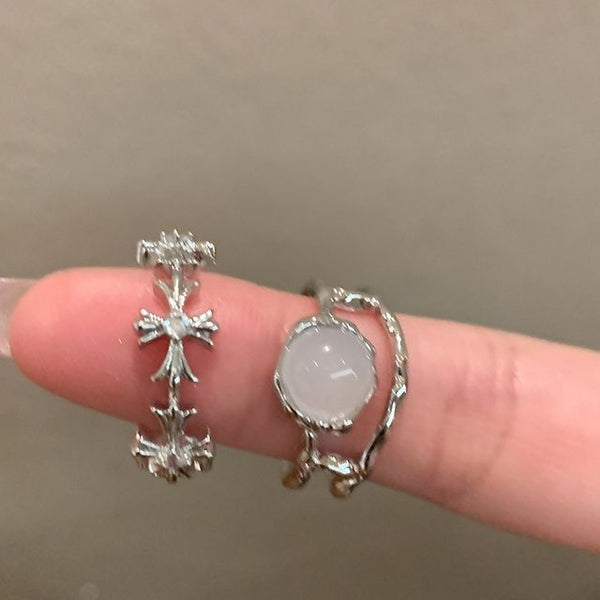 Ring Cross Faux Set Moonstone / Open FashionChic