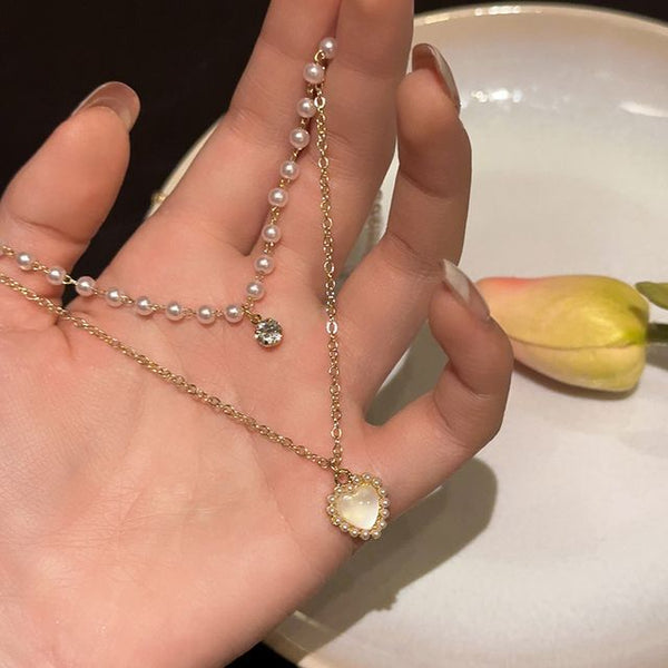 Necklace Faux Pearl Layered FashionChic