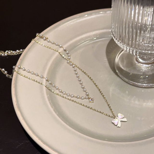 Necklace Faux Pearl Layered FashionChic