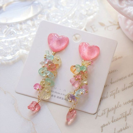 Dangle Floral Earring Acrylic Heart FashionChic