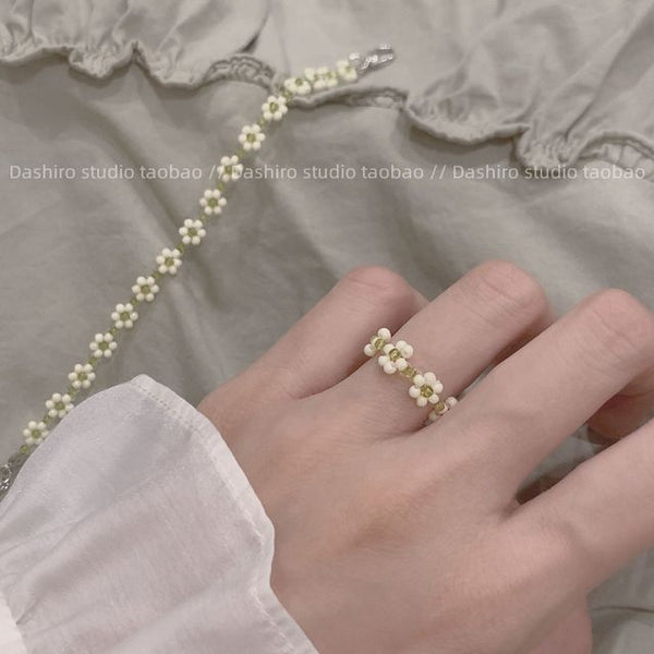 Acrylic Set / Ring Floral Bracelet FashionChic