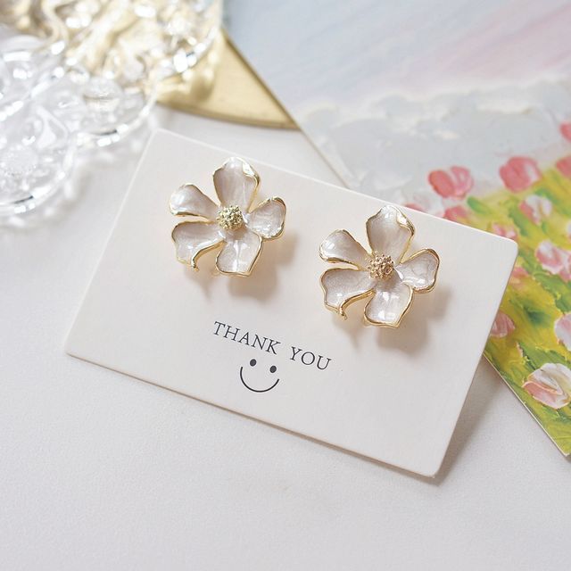 Earring Stud Glaze Floral Alloy FashionChic