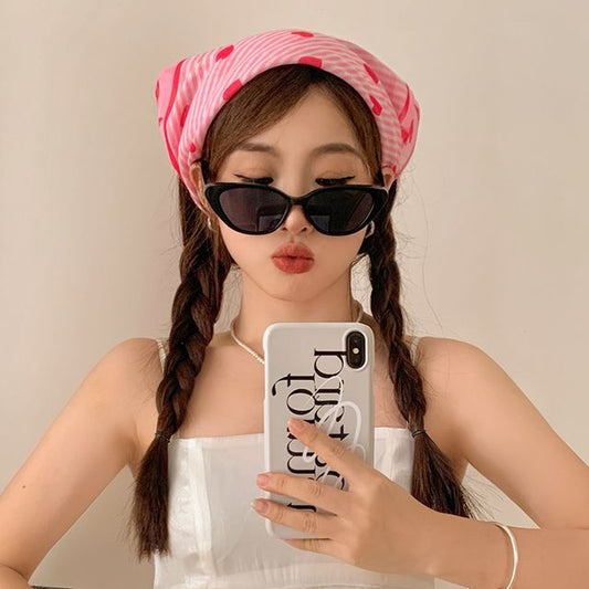 Eye Cat Heart Print Sunglasses / Headkerchief FashionChic