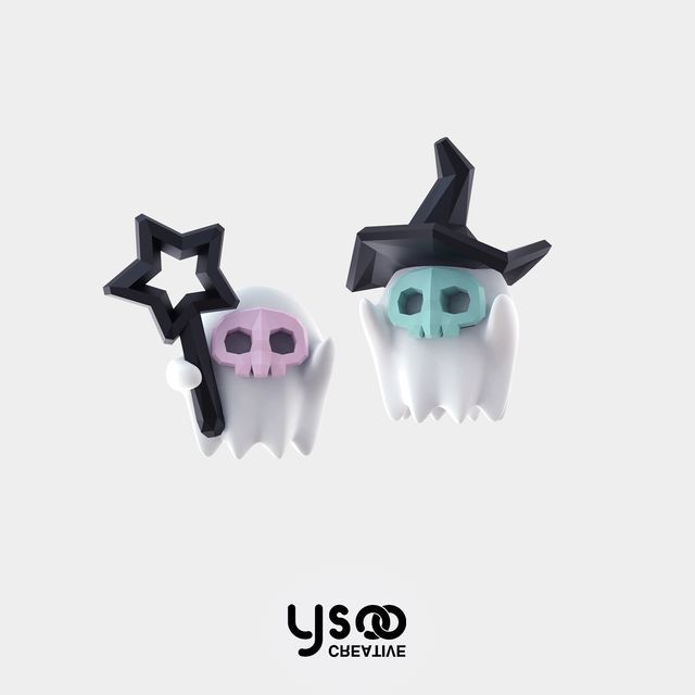 Silver Halloween ) Earring Ghost Designs Sterling ( Various Stud FashionChic