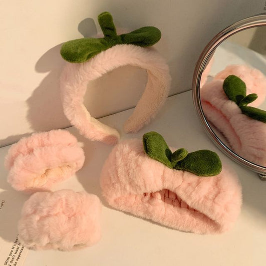 Peach Wrist Band Tie Headband Hair Chenille / FashionChic