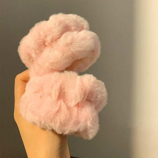 Peach Wrist Band Tie Headband Hair Chenille / FashionChic