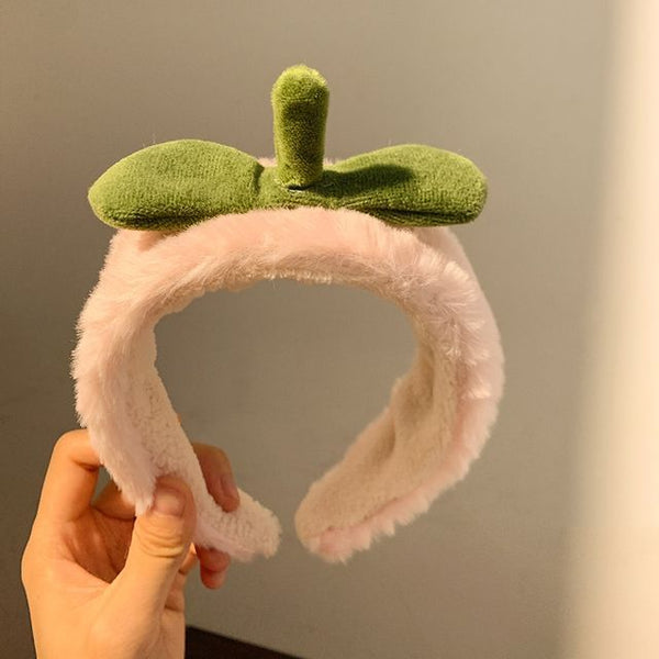 Peach Wrist Band Tie Headband Hair Chenille / FashionChic