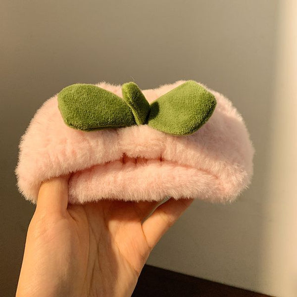 Peach Wrist Band Tie Headband Hair Chenille / FashionChic