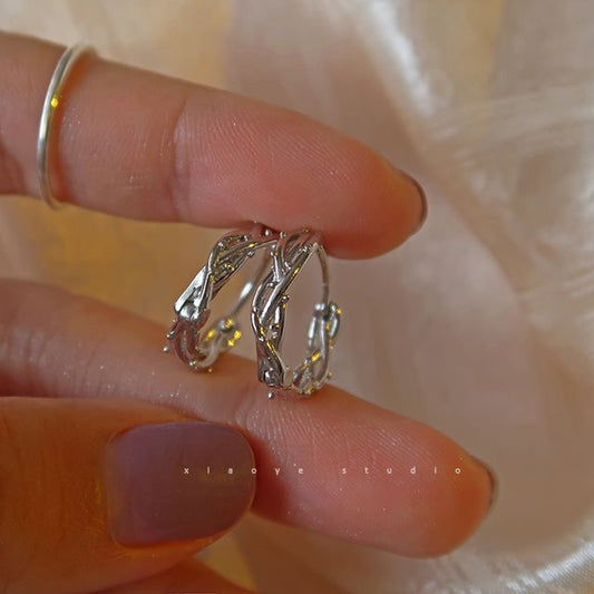 Earring Thorn Hoop Sterling Silver