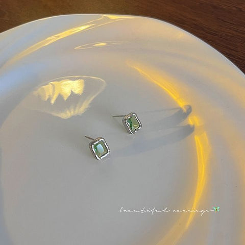 Sterling Stud Earring Rectangle Silver FashionChic