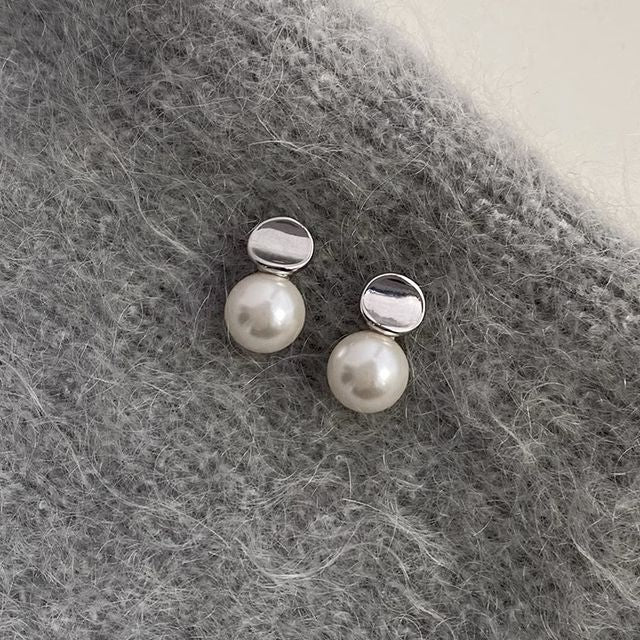 Faux Drop Pearl Sterling Earring Silver FashionChic