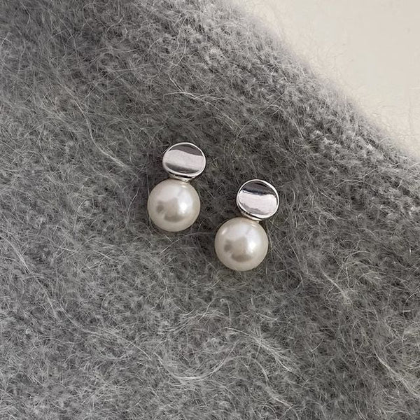 Faux Drop Pearl Sterling Earring Silver FashionChic