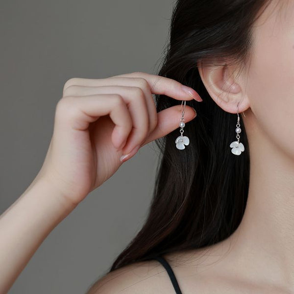 Acrylic Faux Earring Dangle Pearl Floral Alloy FashionChic