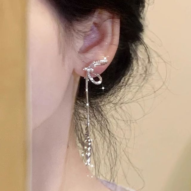 Threader Sterling Silver Earring Bow FashionChic