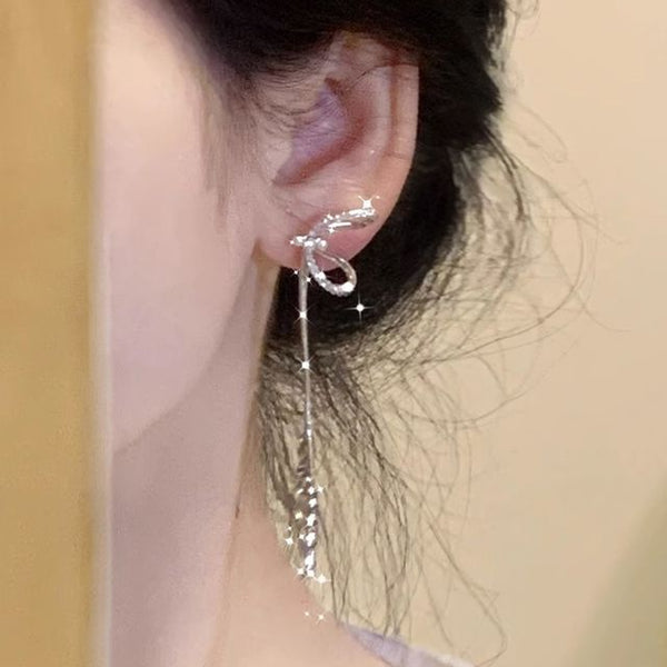 Threader Sterling Silver Earring Bow FashionChic