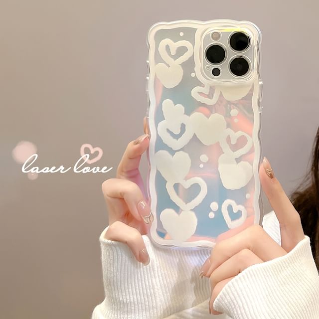 Case Heart Holographic Phone FashionChic