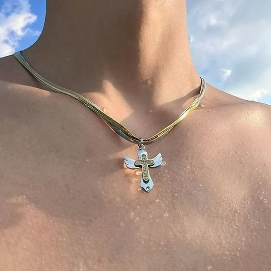 Necklace Pendant Cross Alloy Layered FashionChic