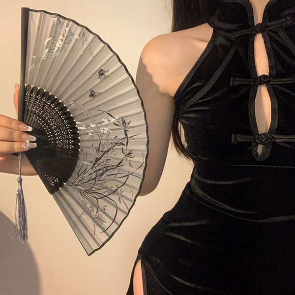 Foldable (Various Hand Designs) Floral Fan Fabric FashionChic