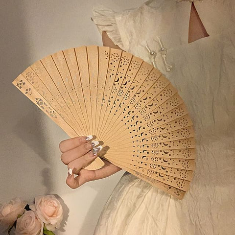 Fan Wooden Hand Foldable Cutout FashionChic