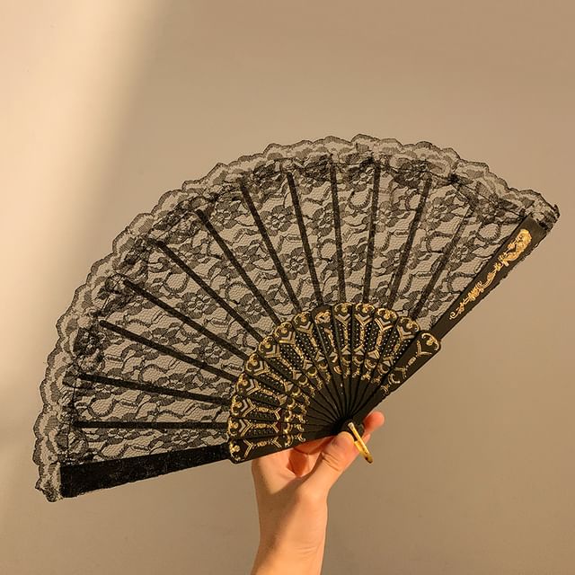 Foldable (Various Hand Designs) Floral Fan Fabric FashionChic