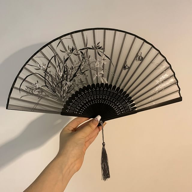 Foldable (Various Hand Designs) Floral Fan Fabric FashionChic