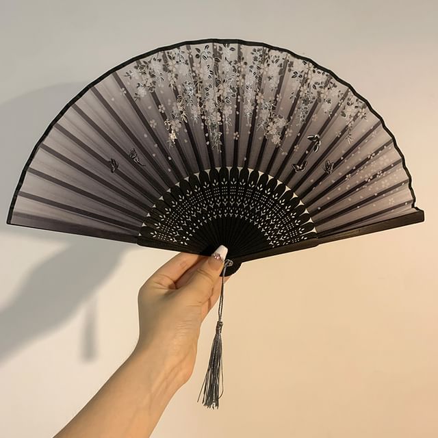Foldable (Various Hand Designs) Floral Fan Fabric FashionChic