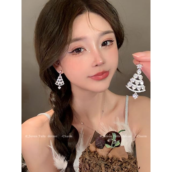 Chandelier Christmas Drop Choker Set Tree Snowflake Fluffy / Earring Bracelet FashionChic