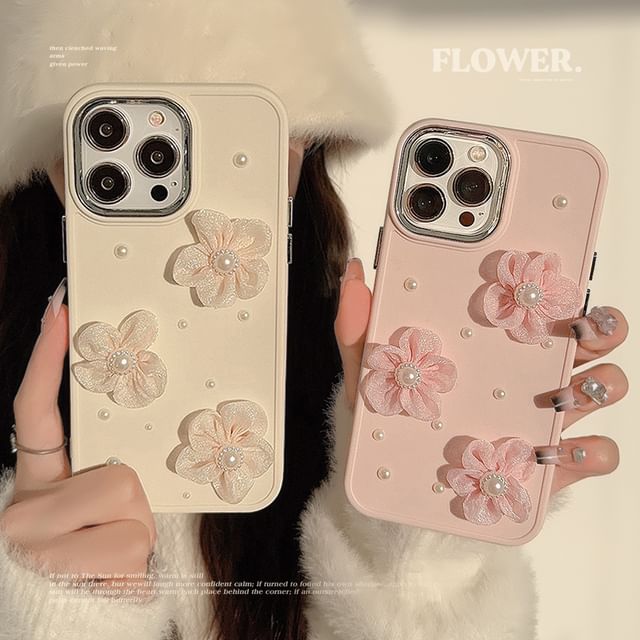 Faux Floral Pearl Case Phone FashionChic