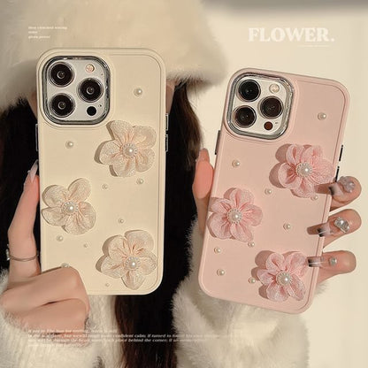 Faux Floral Pearl Case Phone FashionChic