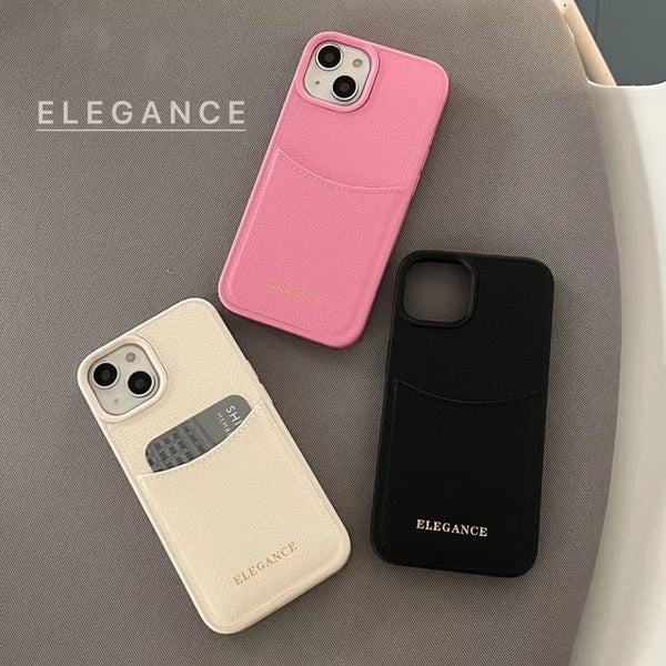 Lettering Phone Leather Faux Card Holder Case FashionChic