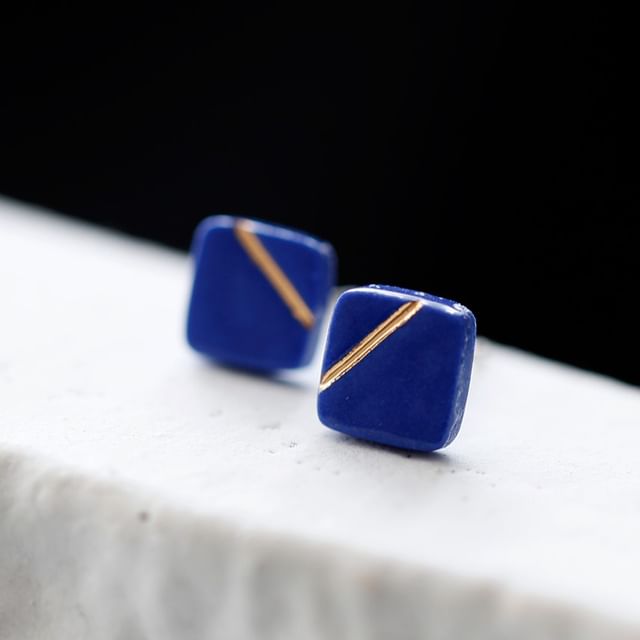 Earring Square Ceramic Stud FashionChic