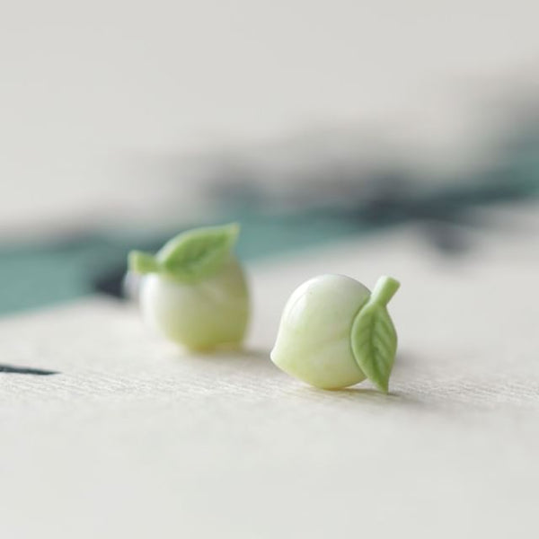 Peach Earring Stud Ceramic FashionChic