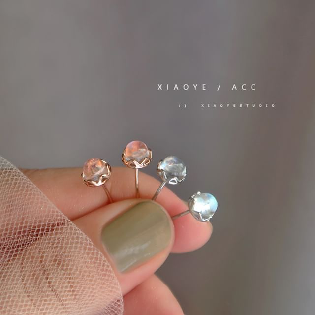 Earring Faux Silver Sterling Stud Gemstone FashionChic