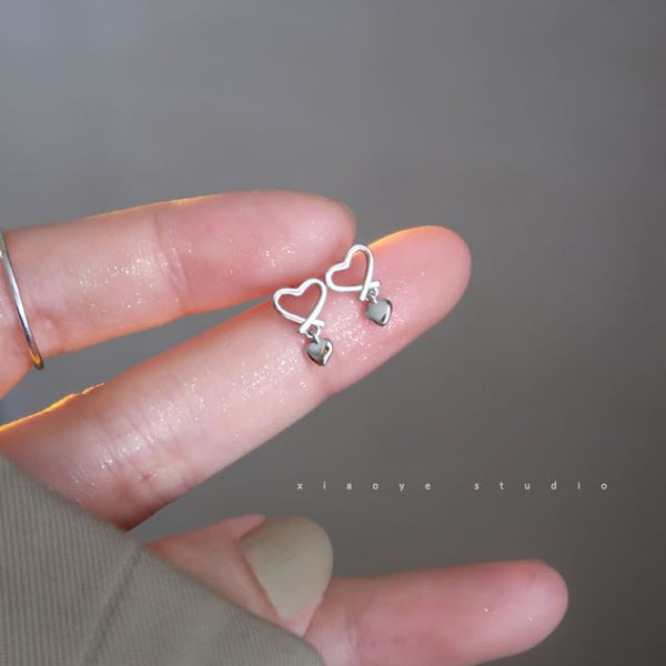 Sterling Earring Heart Drop Silver FashionChic