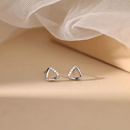 Silver (Various Sterling Geometric Earring Designs) Rhinestone Stud FashionChic