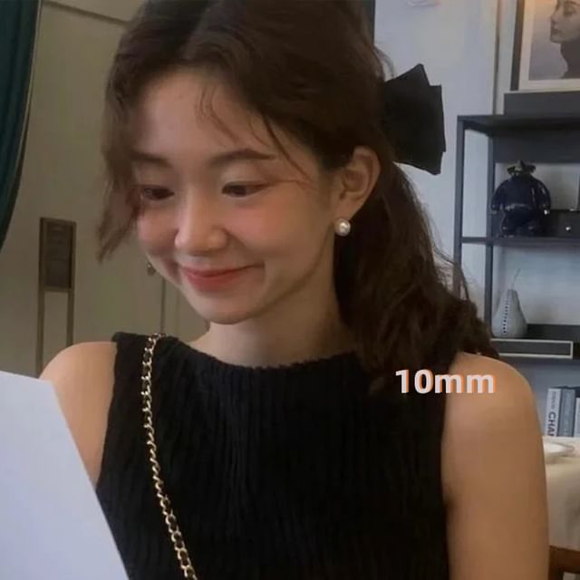 Earring Pearl Sterling Faux Stud Silver FashionChic