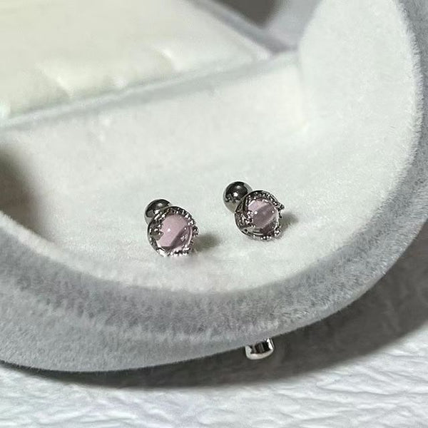 Faux Earring Gemstone Barbell Sterling Silver FashionChic