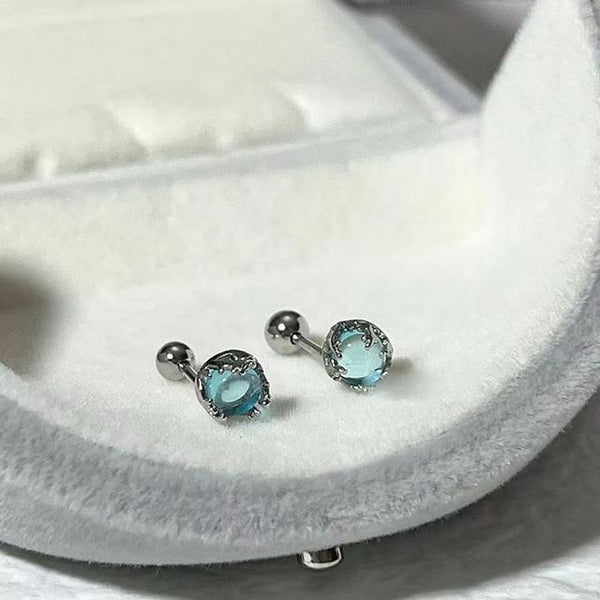 Faux Earring Gemstone Barbell Sterling Silver FashionChic