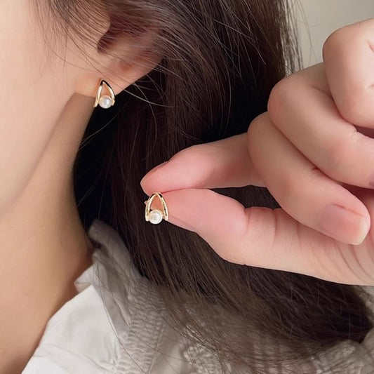 Pearl Sterling Earring Stud Silver Faux FashionChic