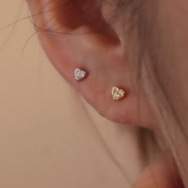 Rhinestone Earring Silver Barbell Sterling Heart FashionChic