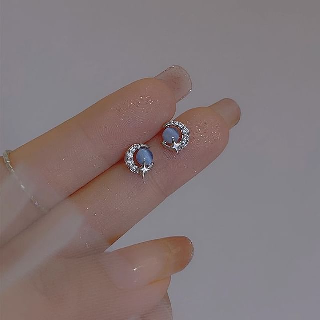 Stud Sterling Silver Earring Moon FashionChic