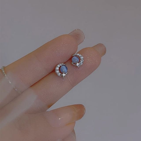 Stud Sterling Silver Earring Moon FashionChic