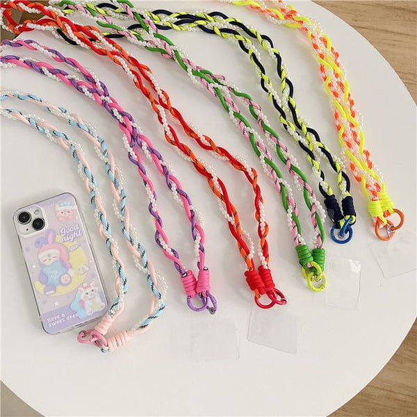 Lanyard Phone with Braided Pad Faux Pearl FashionChic