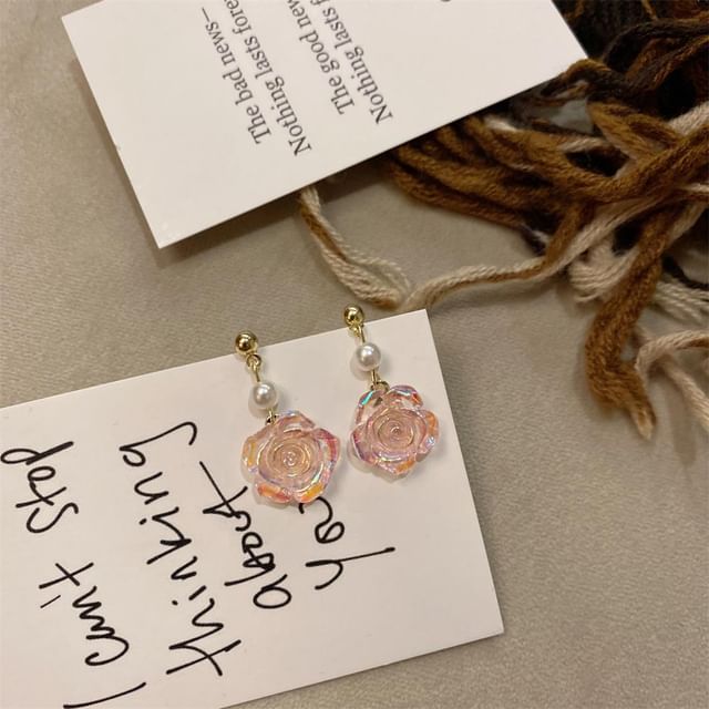 Earring Floral Faux Alloy Pearl Dangle FashionChic