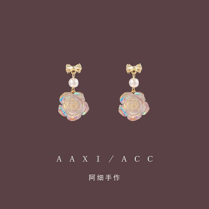 Earring Floral Faux Alloy Pearl Dangle FashionChic