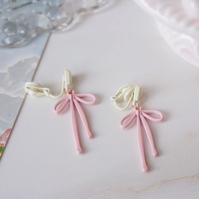 Bow Alloy Heart Drop Earring FashionChic