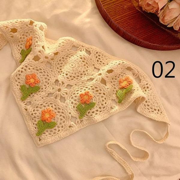 Lace Floral Crochet Scarf FashionChic