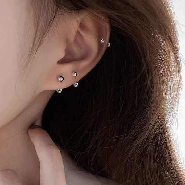 Stud Ball Ear Silver Sterling FashionChic