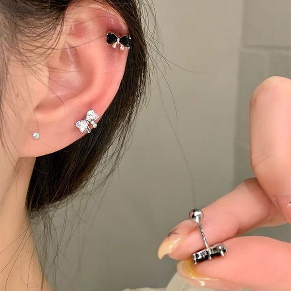 Ear Bow Stud Rhinestone FashionChic